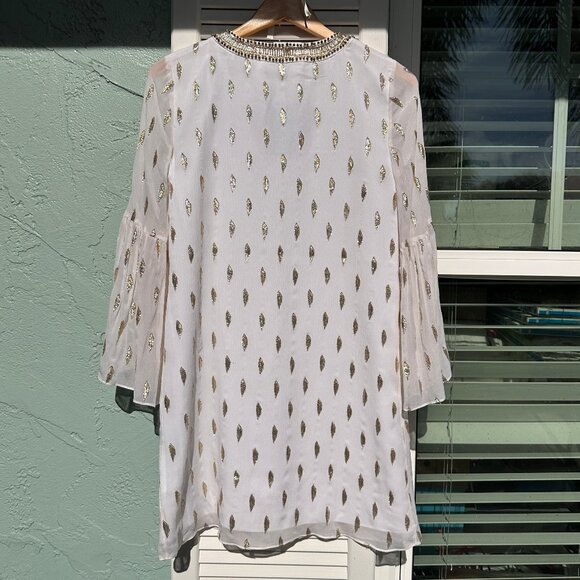 Lilly Pulitzer Amory Silk Tunic Dress White Gold - Picture 4 of 5